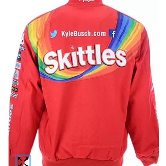 NASCAR Kyle Busch Red Skittles Racing Jacket - Picture 2 of 6